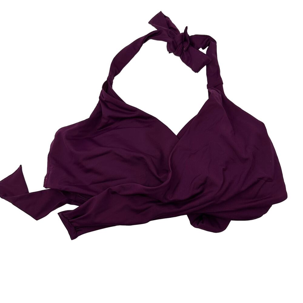Athleta Bra Cup Wrap Halter Bikini Top Women's Size 36B/C Purple Underwire